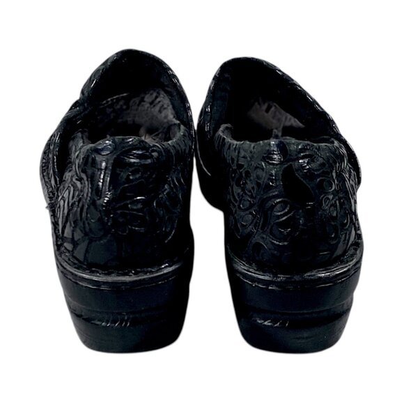 BOC Born Concept Shoes Womens 9.5 Black Leather Embossed Nurse Clogs  PEGGY - Picture 5 of 16